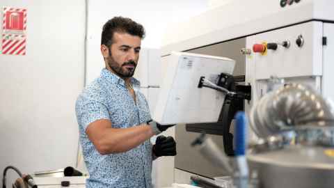 Doctoral student, Hamed Abdoli, in the 3D Printing Lab, CAMMD 