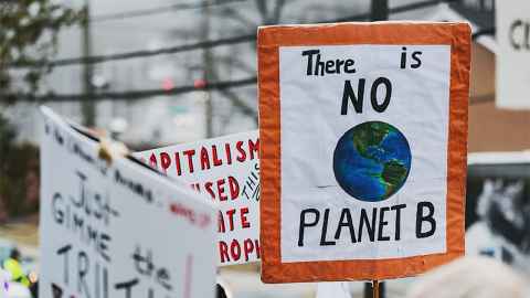 Demonstration sign, "There is no Planet B" 