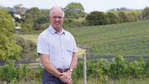 Professor Paul Kilmartin at Goldwater Wine Science Centre on Waiheke, where he is researching wine waste. 