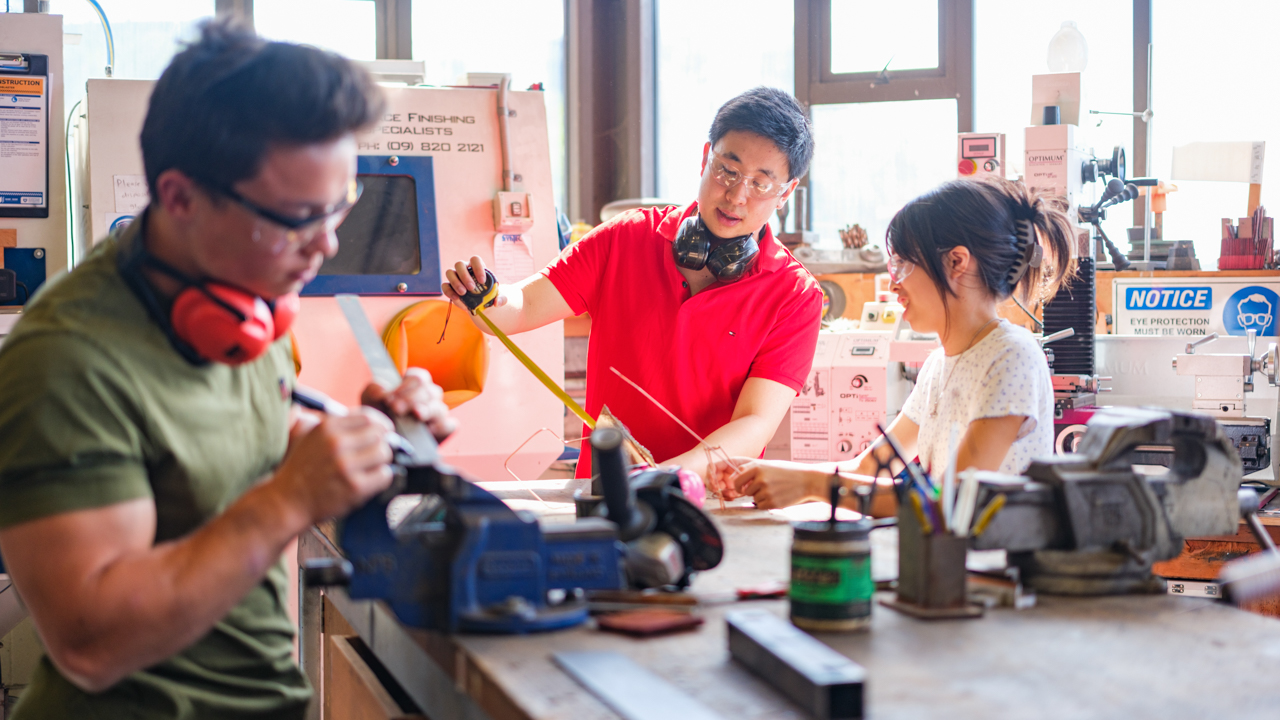 Group of students in a workshop.