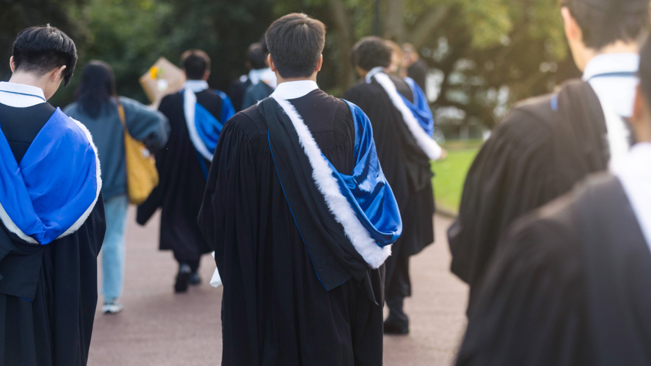 Graduating students in procession.
