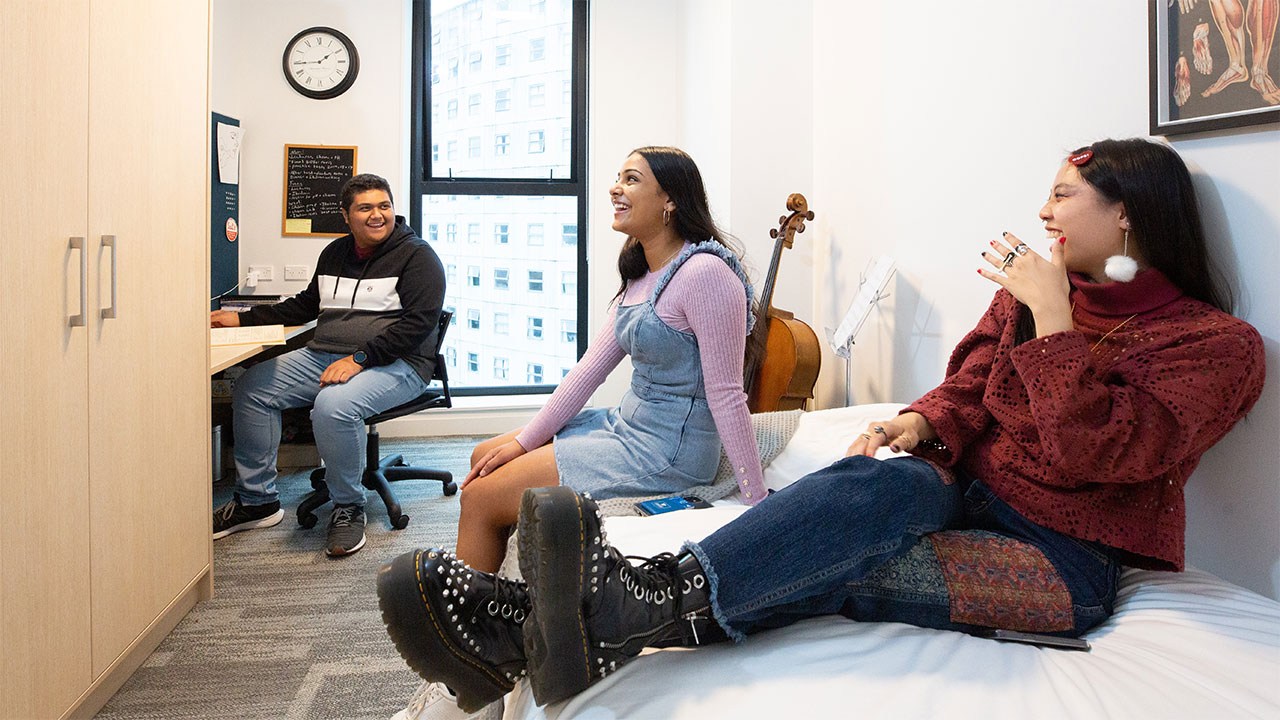 Students relaxing in a room