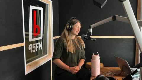 Dr Caroline Walker in the bFM studios,