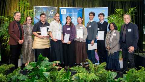 Judges with the Māori and Business Student of the Year Award finalists. 