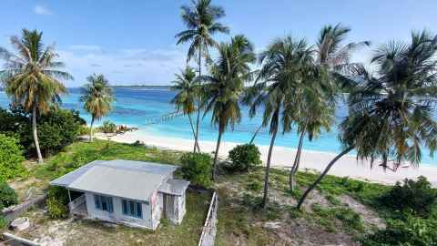 Looking out to sea on a Maldives atoll.