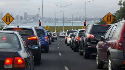 Traffic queueing on a motorway on-ramp