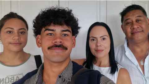 Arie Rasmussen Magasiva with his parents and sister.