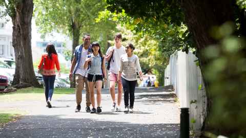 Students walking along path