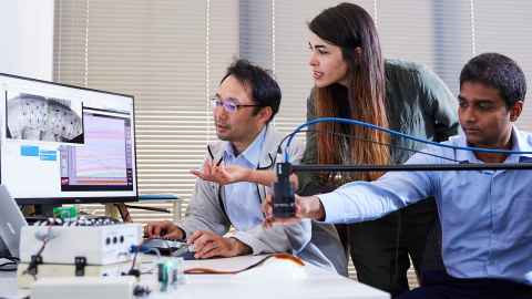 Setup to determine the relationship between electrical signals and mechanical contractions.