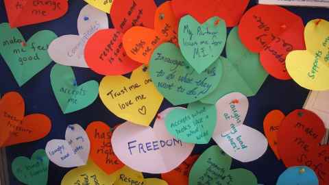 Colourful hearts with positive messages