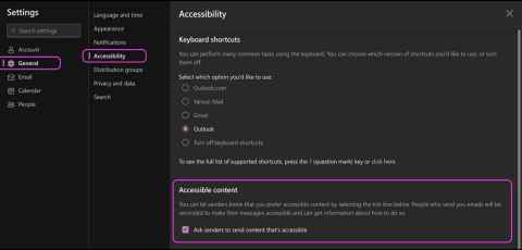 screengrab of the accessible email option 