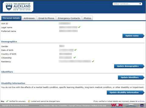 Screenshot of a registration page