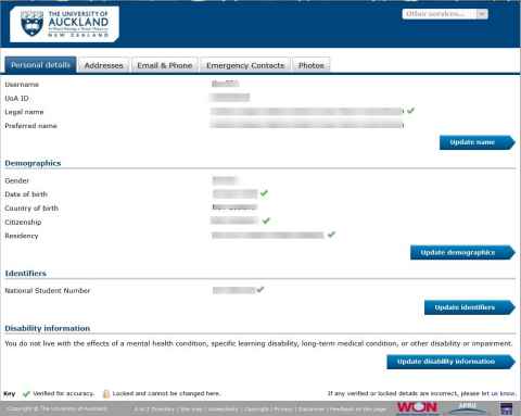 Screenshot of a registration page