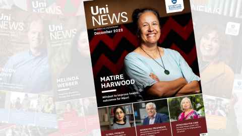 December 2022 UniNews cover showing Matire Harwood