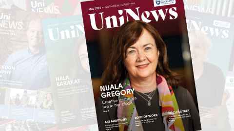 The cover of May UniNews, featuring Nuala Gregory
