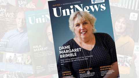 The cover of April UniNews, featuring Margaret Brimble