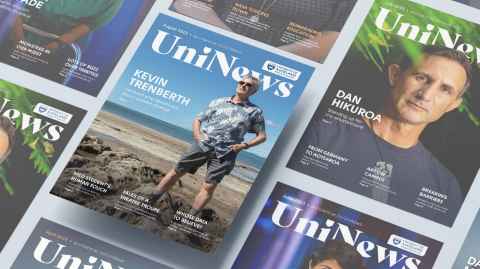 The cover of August UniNews, featuring Kevin Trenberth.