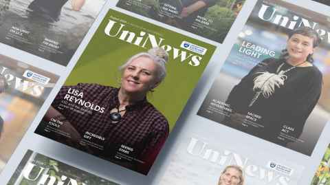 August UniNews cover, featuring Lisa Reynolds