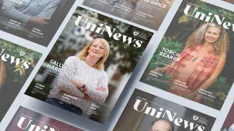 The cover of September UniNews, featuring Sallyann Harbison.