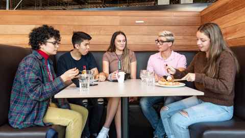 students in dining hall in University accommodation