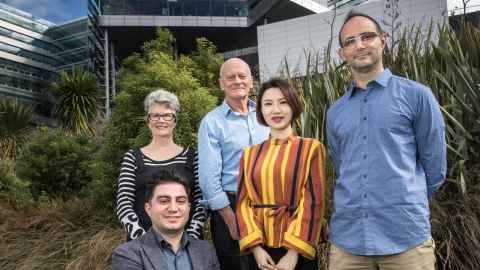 Professor Basil Sharp, Dinah Towle, Dr Selena Sheng, Dr Erwann Sbai and Milad Maralani