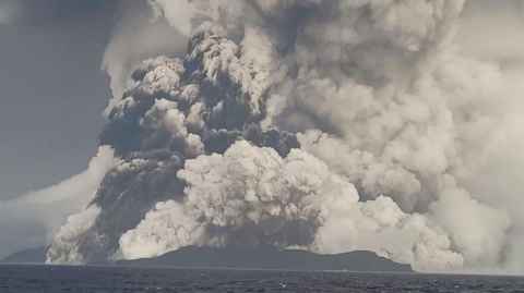 Volcano erupting underwater