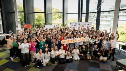 A large group of students who attended Summer Lab 2025