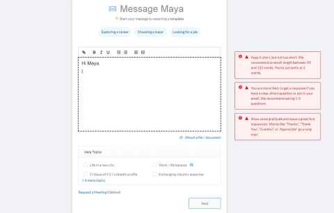 A screenshot with "Message Maya" at the top and a space to write.