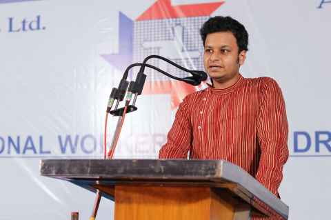 Avishkar Srivastava speaking at an event