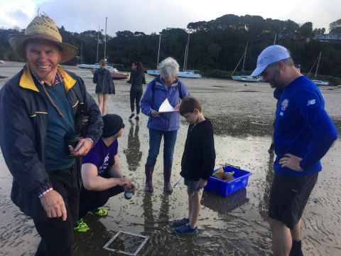 Collecting microplastic samples at Little Shoal Bay, Northcote