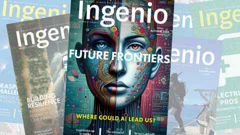 Cover shows futuristic AI generated face