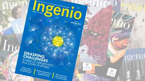 Ingenio Winter 2020, cover pictures a dandelion with seeds starting to blow away: Grasping challenges, a land of opportunity in a Covid-19 world