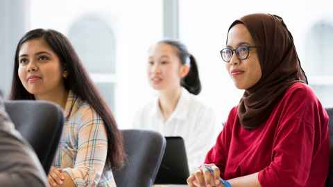 Three Female students in class