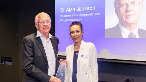 Interim Dean, Professor Carla Houkamau with recent Executive-in-Residence, Dr Alan Jackson