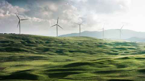 Image of wind turbines on a hill