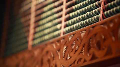 Image of weaving carving inside on the wall of marae