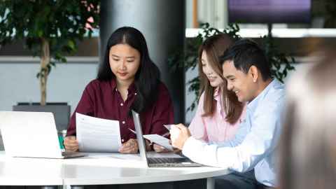 Students at the business school