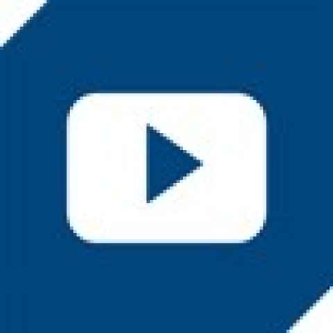 YouTube icon in University dark blue and white