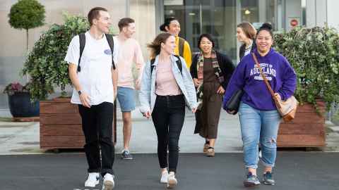 Group of students walking outside