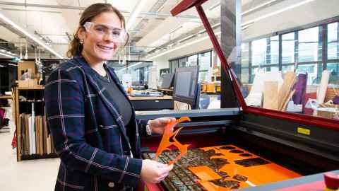 Design student in workshop