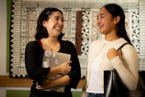 Female students laughing