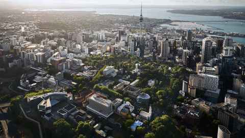 The City Campus and Auckland City from above.