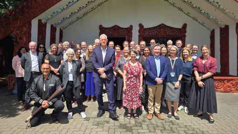 Staff outside the Waipapa Marae