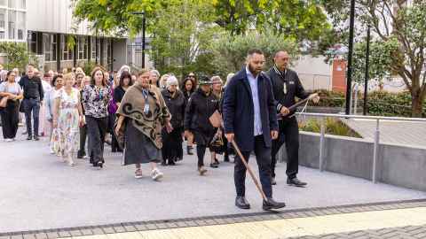 Staff at the Old Choral Hall blessing
