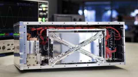 Photo of Zenno's Z01 Supertorquer, a superconducting magnetic torquer. 