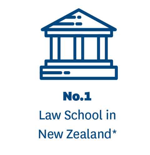 icon saying number one law school in New Zealand