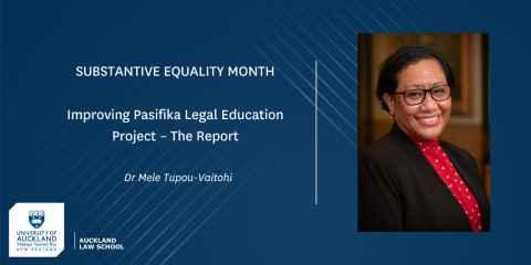 A portrait of a woman with the words 'Improving Pasifika Legal Education Project - The Report, Dr Mele Tupou-Vaitohi'.