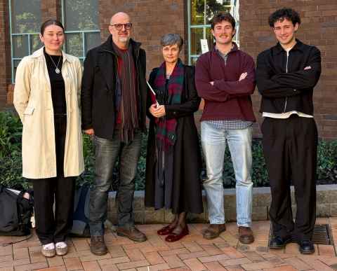 Tessa De Jong-Gordon, Associate Professor Vernon Rive, Professor Caroline Foster, Charlie Williams and Jacob Kennedy. 