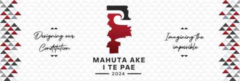 Mahuta ake i te pae | Designing Our Constitution 2024 logo