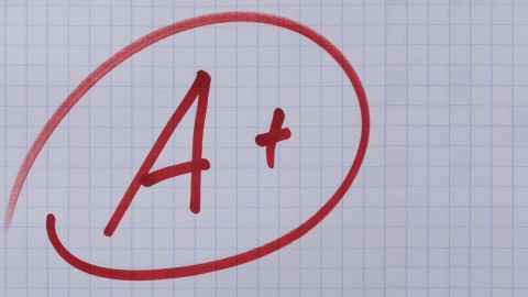 A handwritten A-plus in a red circle